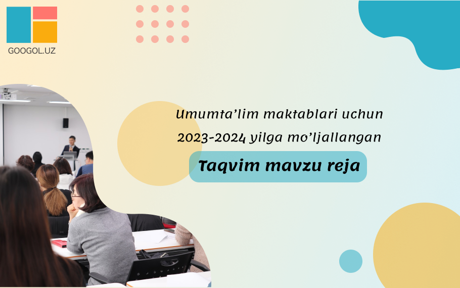Kimyo fanidan sinflar kesimida 2023-2024 o'quv yili uchun taqvim mavzu ish rejasi