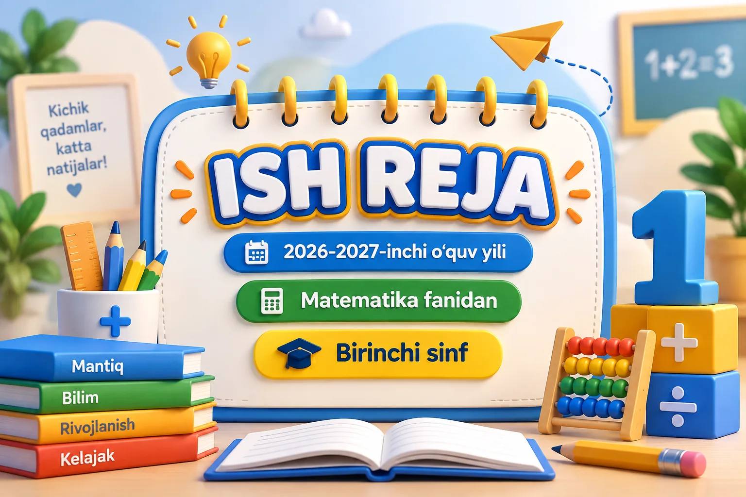 1-sinf matematika fanidan ish reja